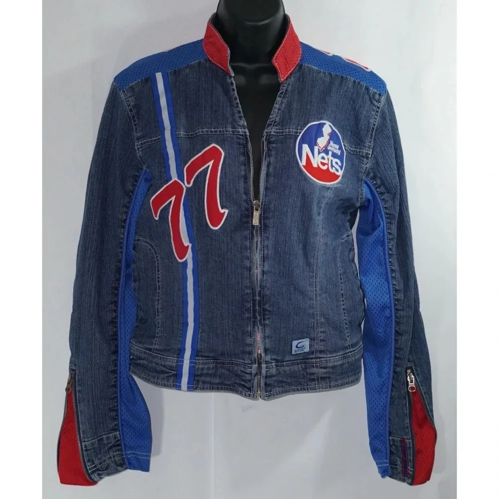 New Jersey Nets 77 NBA Denim Jean Jacket Size L